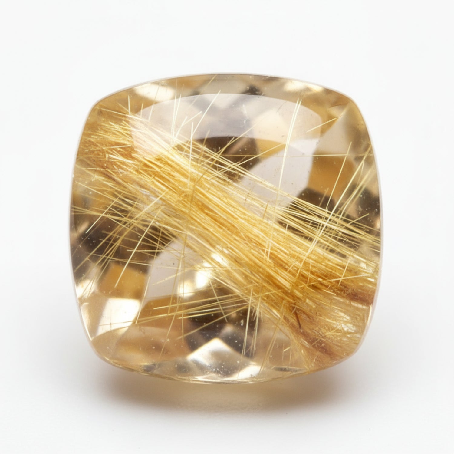 Golden Rutile 1PC Large 10x10 MM Cushion Cabochon Yellow Shine semi Precious Precious Gemstone