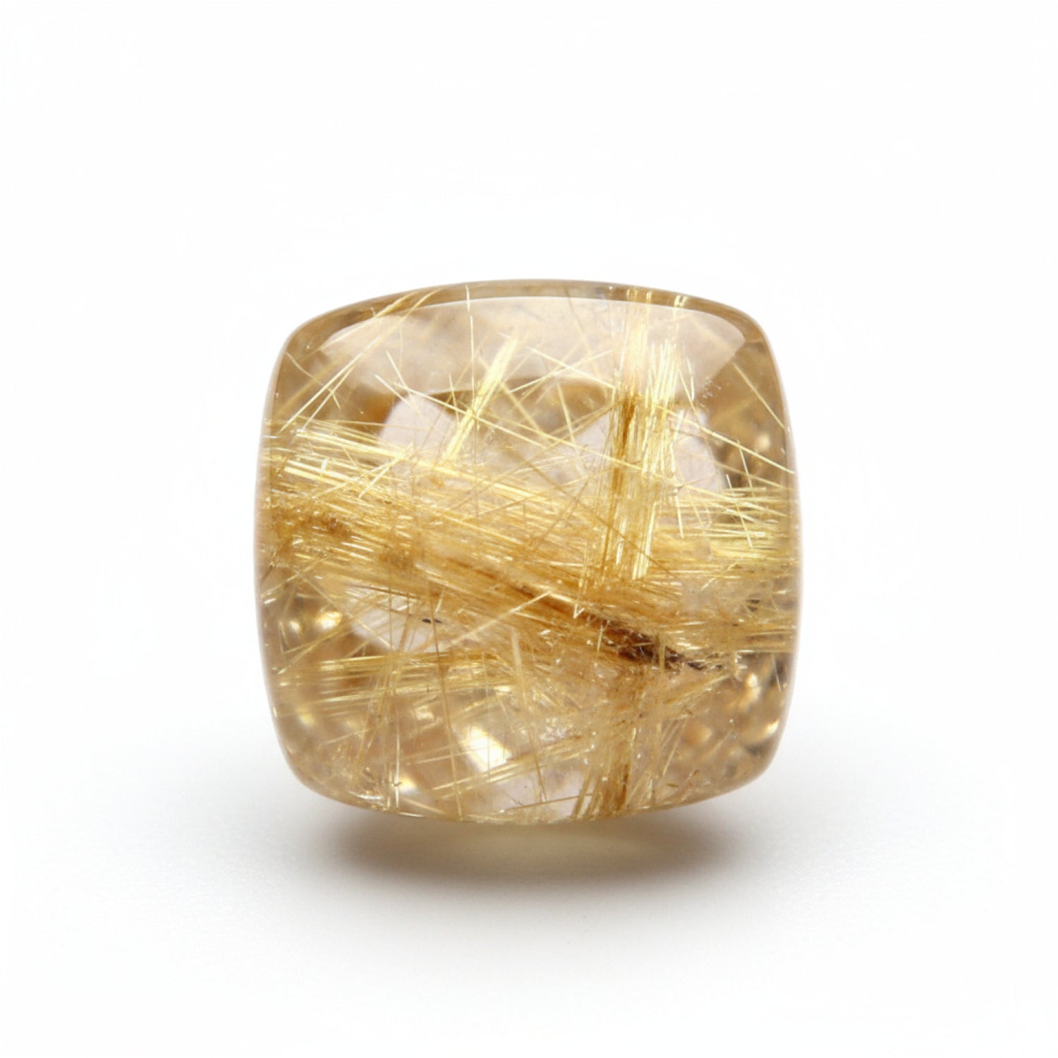 Golden Rutile 1PC Tiny 6x6 MM Cushion Cabochon Yellow Polished semi Precious Loose Gems