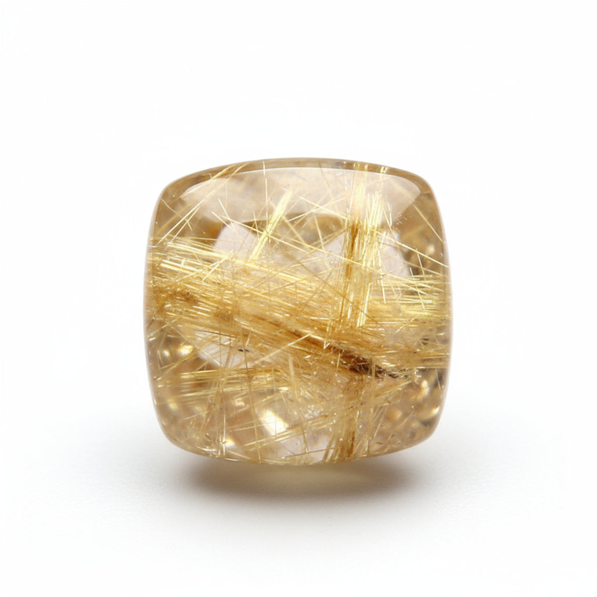 Golden Rutile 1PC Tiny 6x6 MM Cushion Cabochon Yellow Polished semi Precious Loose Gems