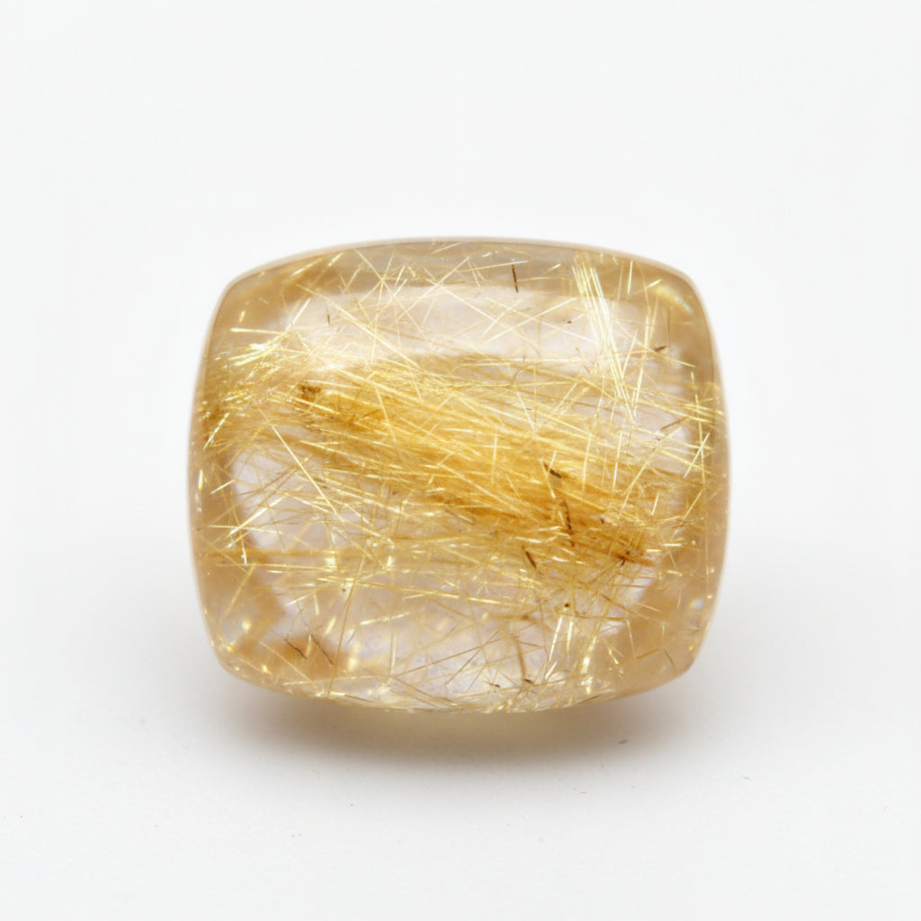 Golden Rutile 1PC Small 8x8 MM Cushion Cabochon Yellow Luster semi Precious Loose Gemstones