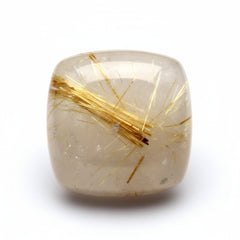 Golden Rutile 1PC Medium 9x9 MM Cushion Cabochon Yellow Lustrous semi Precious Semi Precious Gemstone