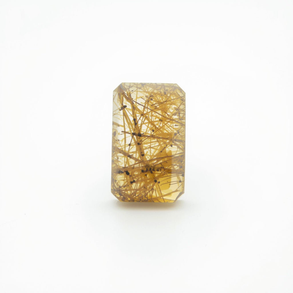 Golden Rutile 1PC Medium 7x10 MM Emerald Cabochon Yellow Natural semi Precious Gems