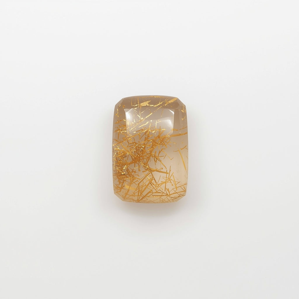 Golden Rutile 1PC Medium 8x10 MM Emerald Cabochon Yellow Genuine semi Precious Loose Gems
