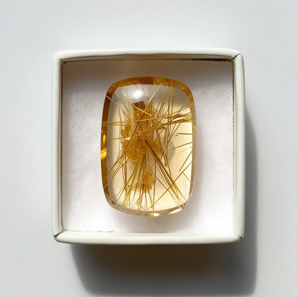 Golden Rutile 1PC Medium 8x10 MM Emerald Cabochon Yellow Genuine semi Precious Loose Gems
