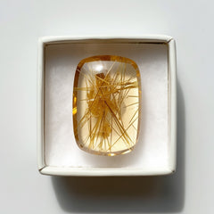 Golden Rutile 1PC Medium 8x10 MM Emerald Cabochon Yellow Genuine semi Precious Loose Gems