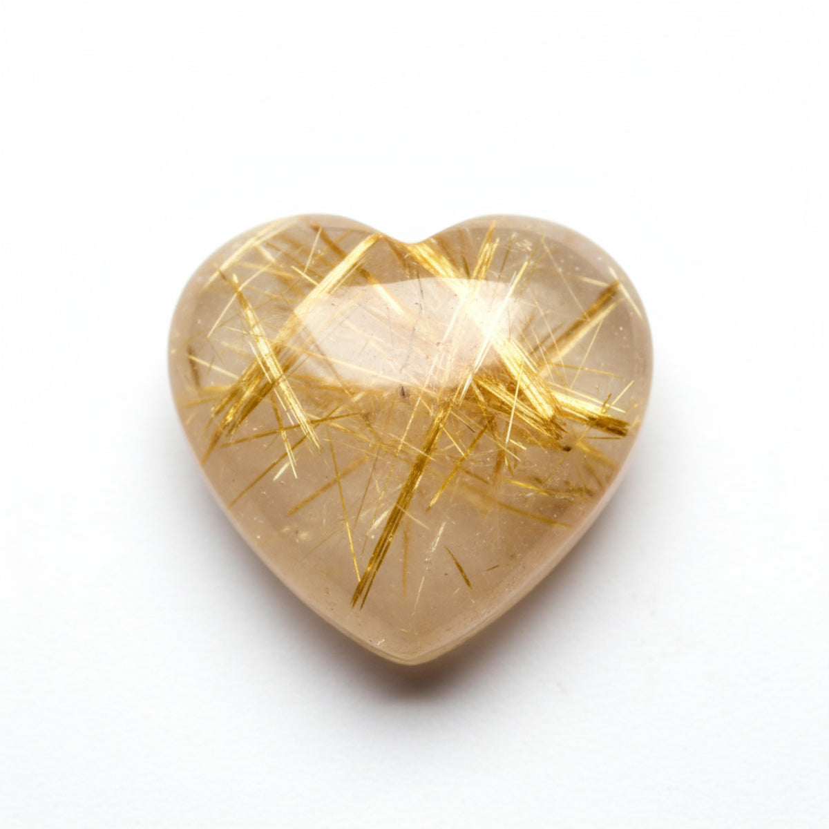 Golden Rutile 1PC Large 10x10 MM Heart Cabochon Yellow Sparkling semi Precious Gems