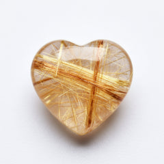 Golden Rutile 1PC Large 11x11 MM Heart Cabochon Yellow Polished semi Precious Loose Gems