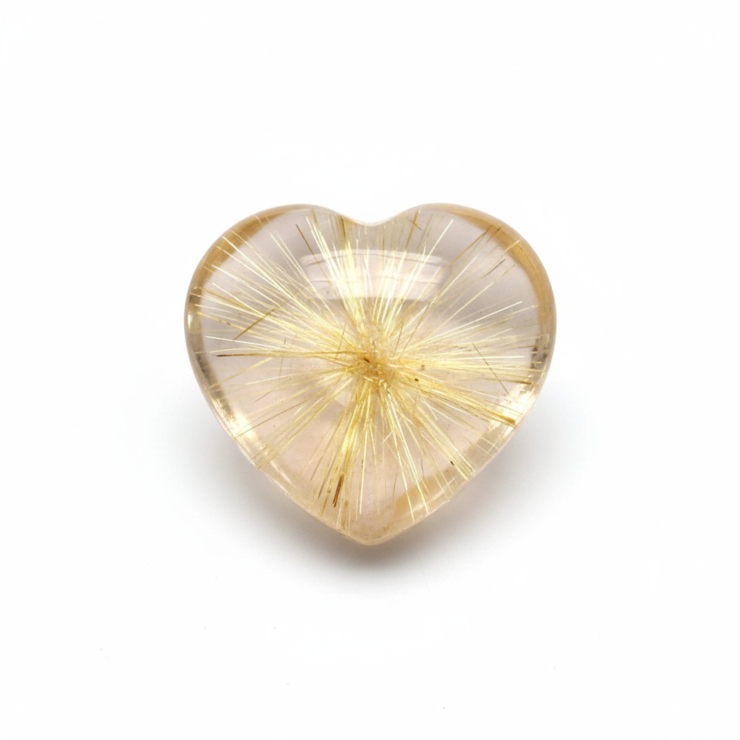 Golden Rutile 1PC Small 7x7 MM Heart Cabochon Yellow Pure semi Precious Loose Gemstones