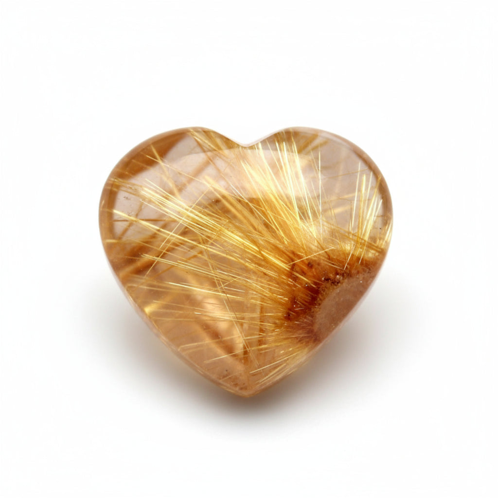 Golden Rutile 1PC Medium 9x9 MM Heart Cabochon Yellow Brilliant semi Precious Precious Gemstone