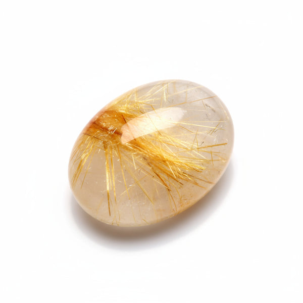Golden Rutile 1PC Small 6x8 MM Oval Cabochon Yellow Luster semi Precious Precious Gemstone
