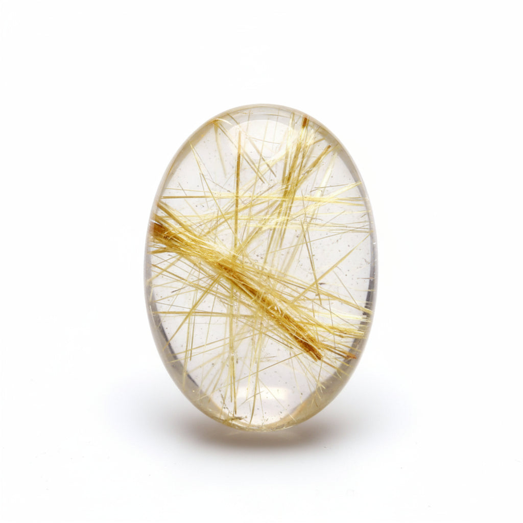 Golden Rutile 1PC Medium 7x10 MM Oval Cabochon Yellow Fine semi Precious Loose Gemstone