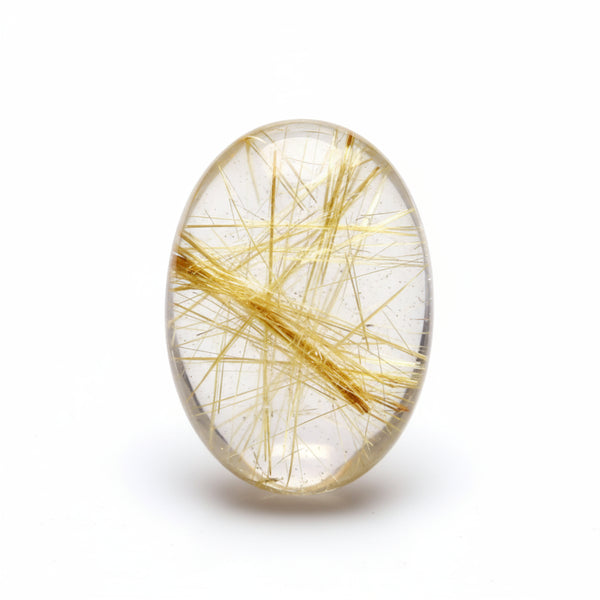 Golden Rutile 1PC Medium 7x10 MM Oval Cabochon Yellow Fine semi Precious Loose Gemstone