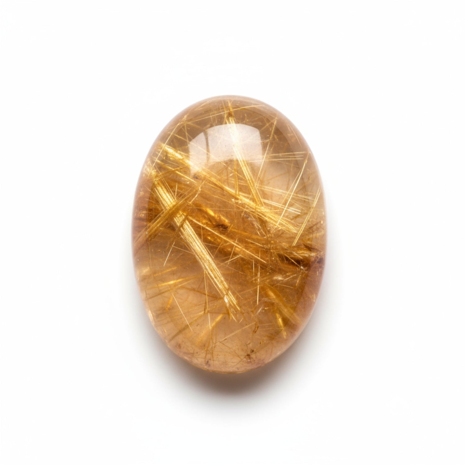 Golden Rutile 1PC Small 7x9 MM Oval Cabochon Yellow Shine semi Precious Loose Gems