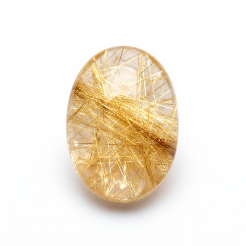 Golden Rutile 1PC Large 9x11 MM Oval Cabochon Yellow Natural semi Precious Semi Precious Gemstone