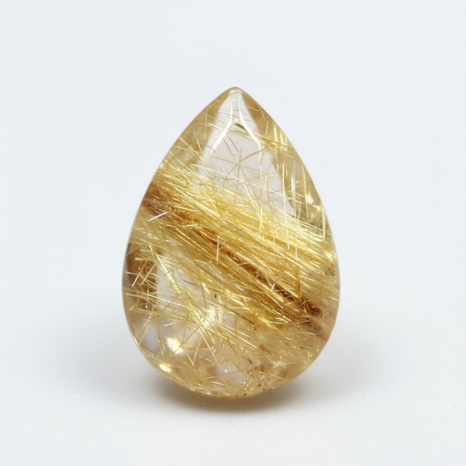 Golden Rutile 1PC Small 6x8 MM Pear Cabochon Yellow Polished semi Precious Precious Gemstone Sekundär produktbild