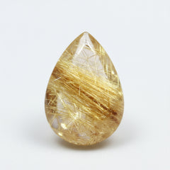 Golden Rutile 1PC Small 6x8 MM Pear Cabochon Yellow Polished semi Precious Precious Gemstone