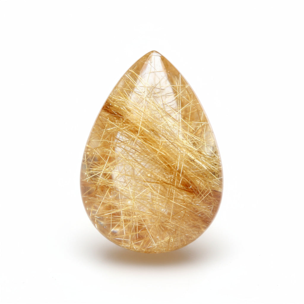 Golden Rutile 1PC Small 6x9 MM Pear Cabochon Yellow Splendid semi Precious Gems