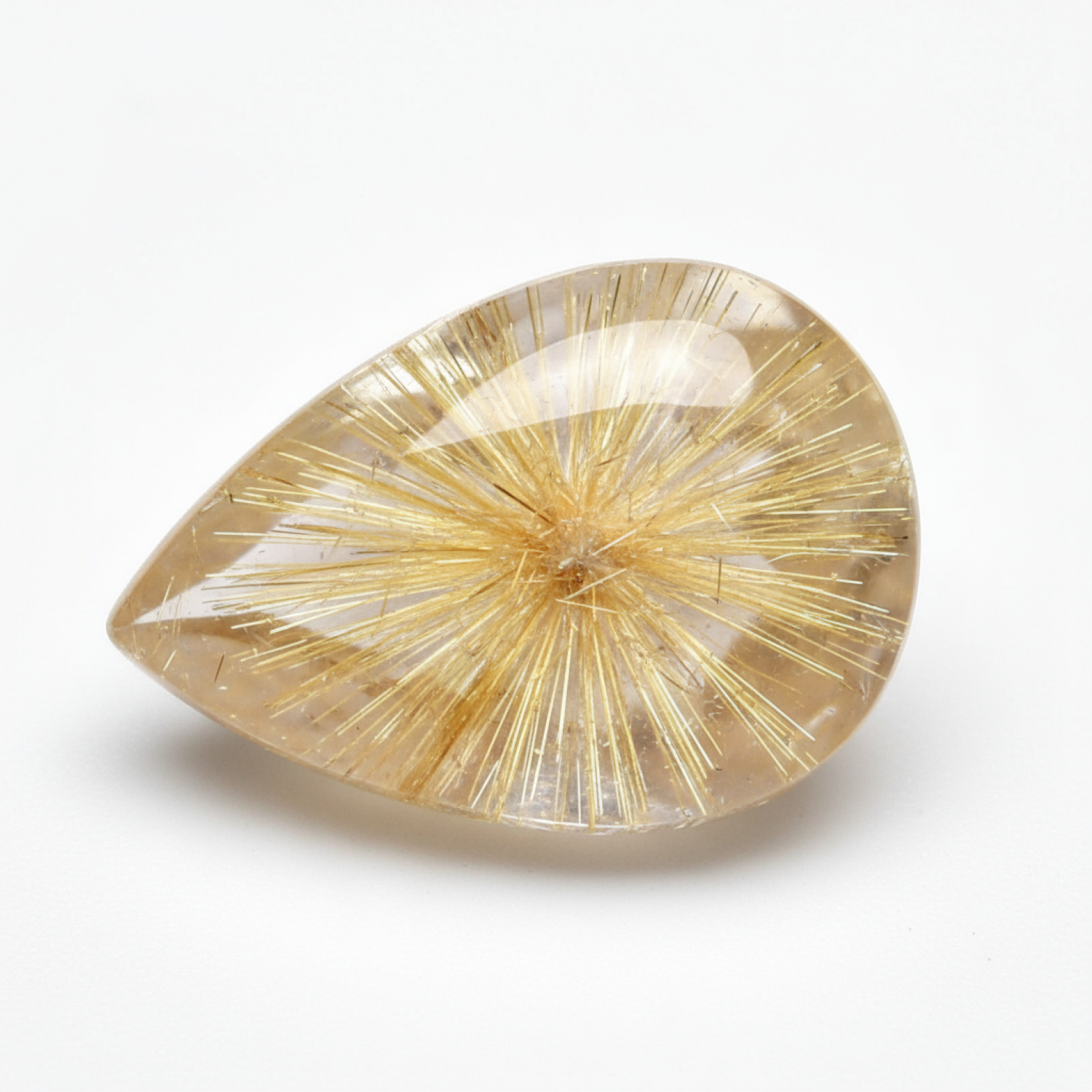 Golden Rutile 1PC Small 6x9 MM Pear Cabochon Yellow Splendid semi Precious Gems Sekundär produktbild