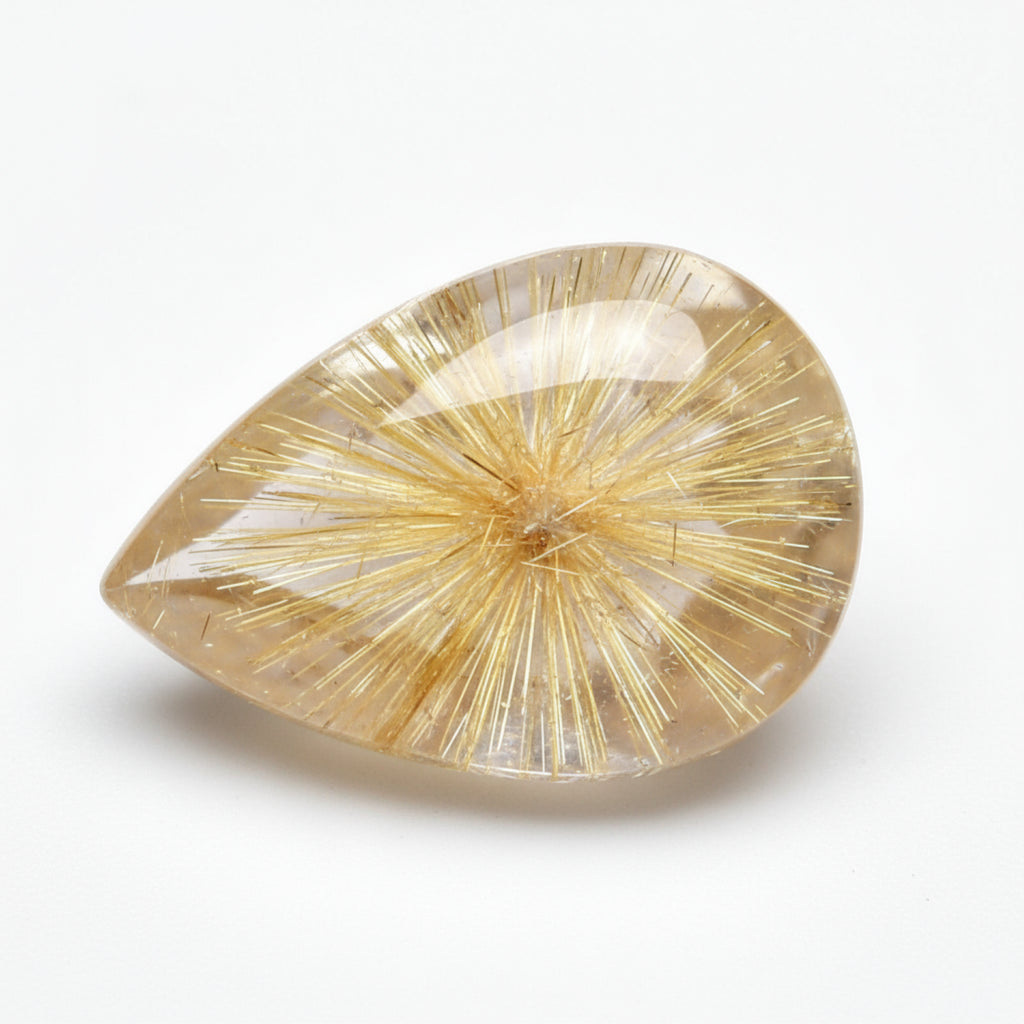 Golden Rutile 1PC Small 6x9 MM Pear Cabochon Yellow Splendid semi Precious Gems