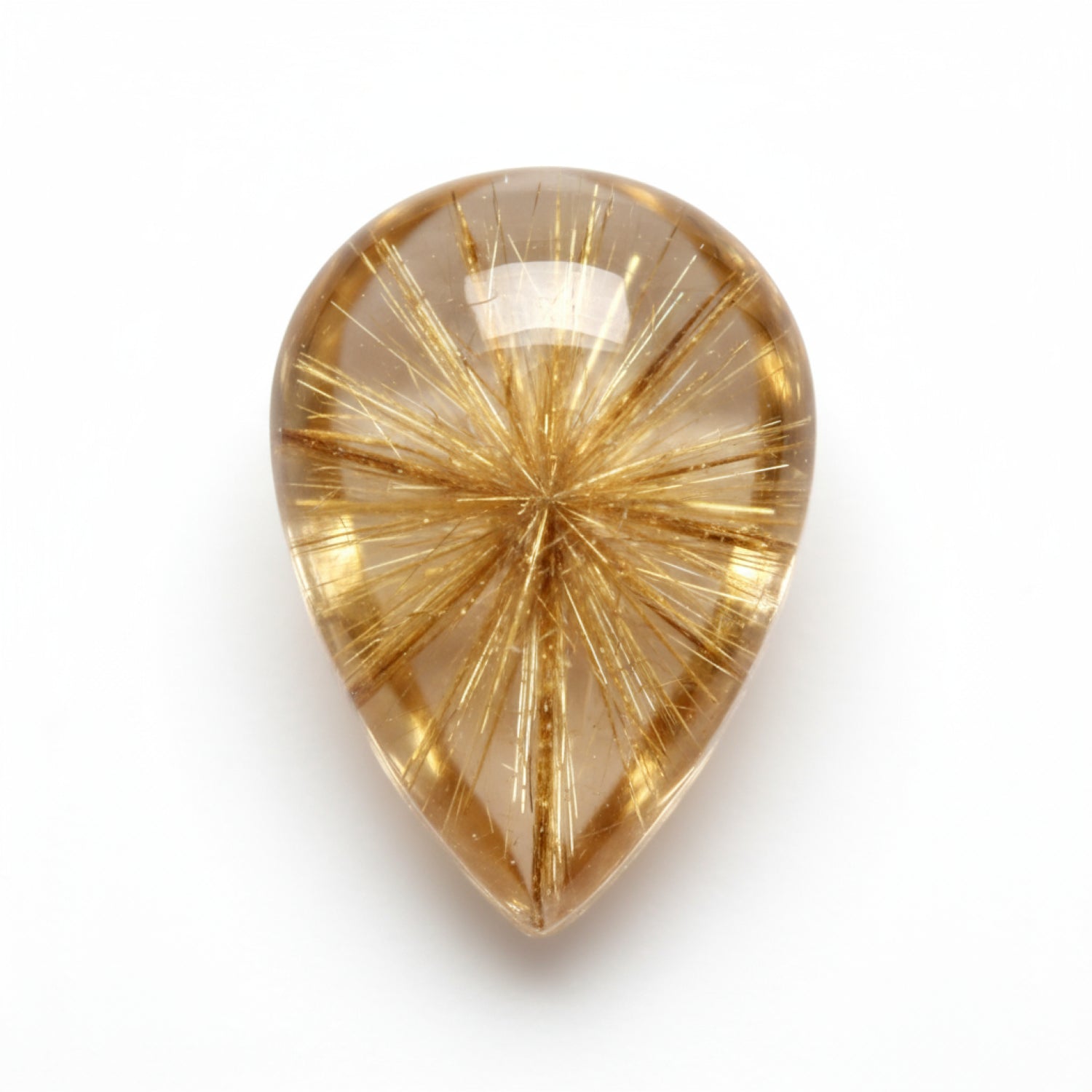 Golden Rutile 1PC Medium 7x10 MM Pear Cabochon Yellow Lustrous semi Precious Loose Gemstone