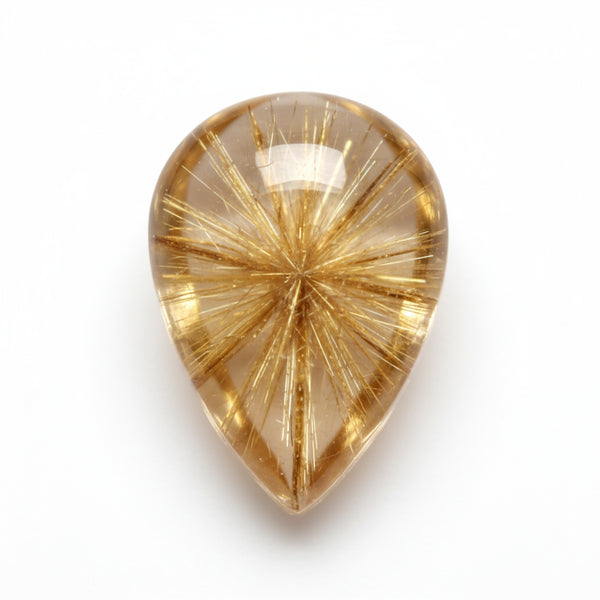 Golden Rutile 1PC Medium 7x10 MM Pear Cabochon Yellow Lustrous semi Precious Loose Gemstone