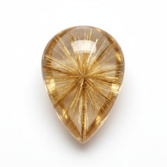 Golden Rutile 1PC Medium 7x10 MM Pear Cabochon Yellow Lustrous semi Precious Loose Gemstone