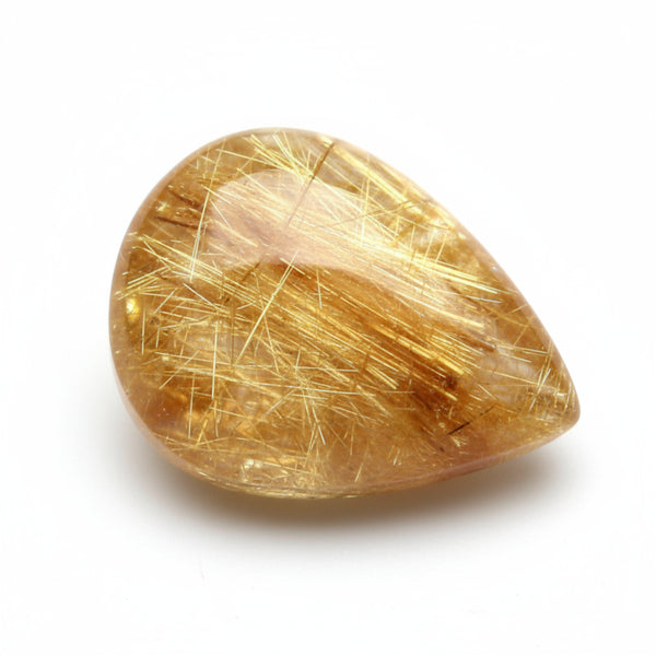Golden Rutile 1PC Medium 8x10 MM Pear Cabochon Yellow Shine semi Precious Loose Gemstones