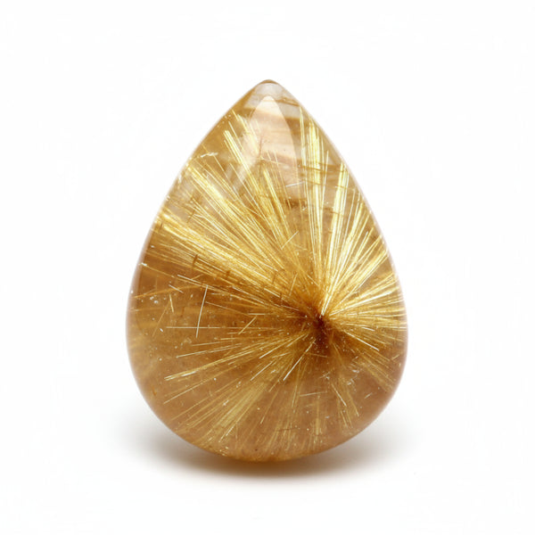 Golden Rutile 1PC Large 9x11 MM Pear Cabochon Yellow Fine semi Precious Semi Precious Gemstone