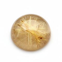 Golden Rutile 1PC Large 11x11 MM Round Cabochon Yellow Genuine semi Precious Loose Gems