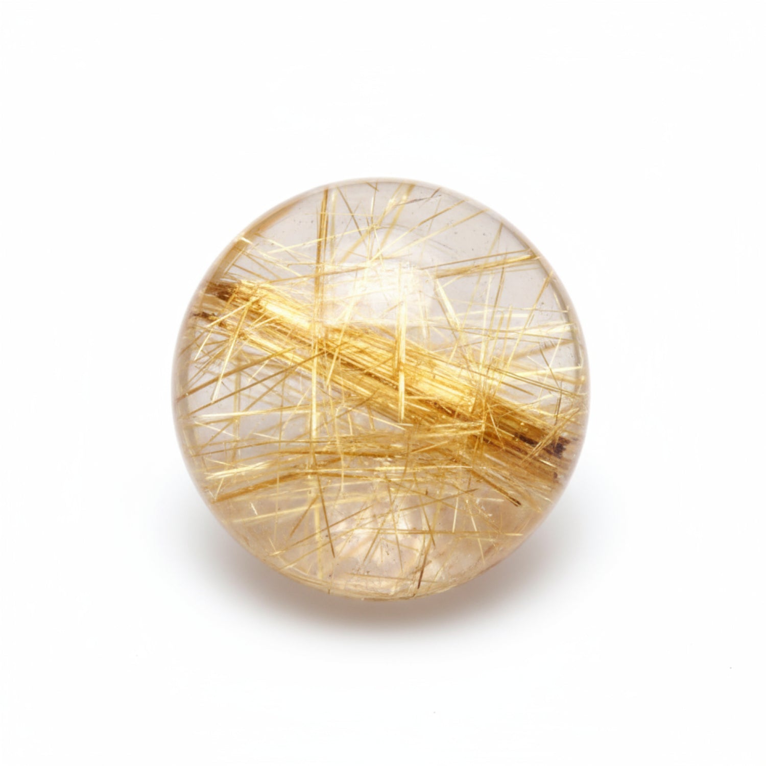 Golden Rutile 1PC Tiny 6x6 MM Round Cabochon Yellow Lustrous semi Precious Loose Gemstone