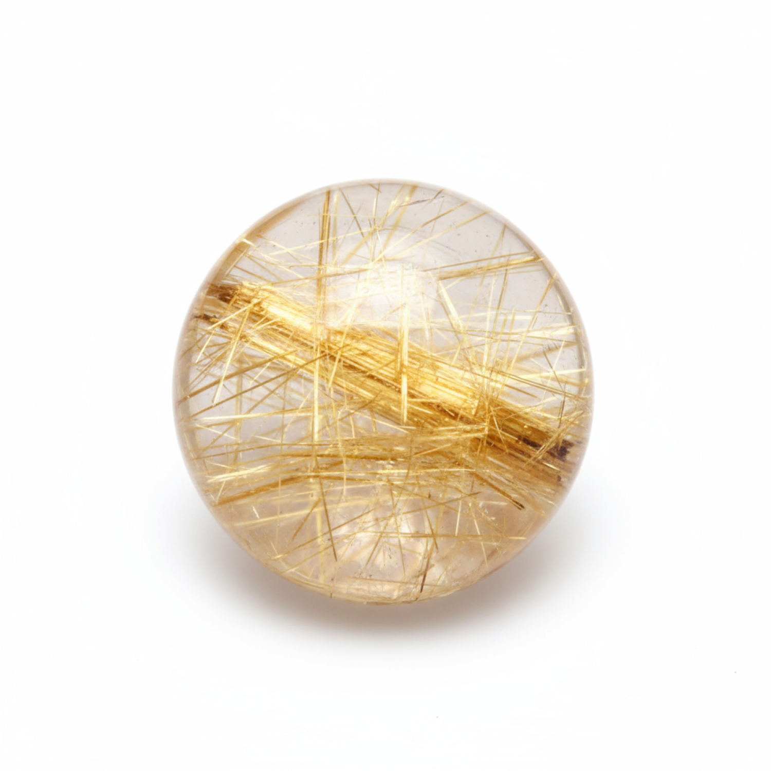 Golden Rutile 1PC Tiny 6x6 MM Round Cabochon Yellow Lustrous semi Precious Loose Gemstone Main image