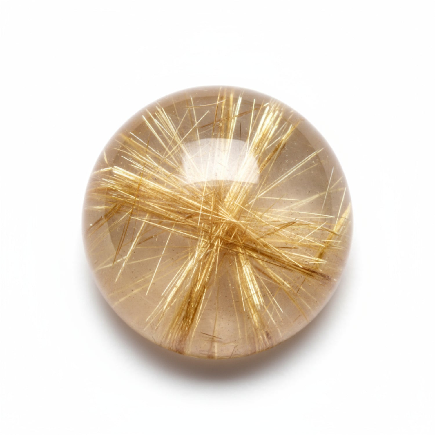 Golden Rutile 1PC Tiny 6x6 MM Round Cabochon Yellow Lustrous semi Precious Loose Gemstone