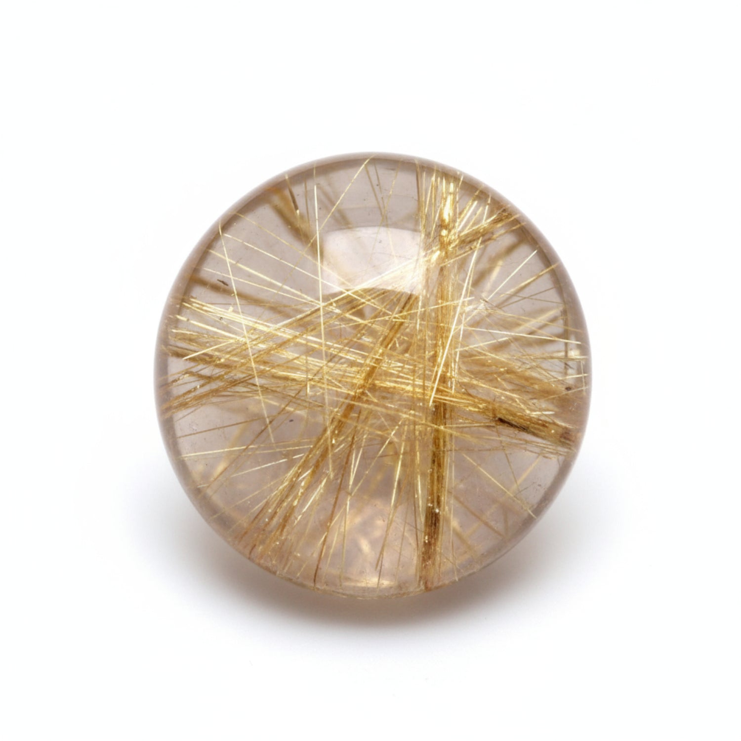 Golden Rutile 1PC Small 7x7 MM Round Cabochon Yellow Shine semi Precious Loose Gemstones