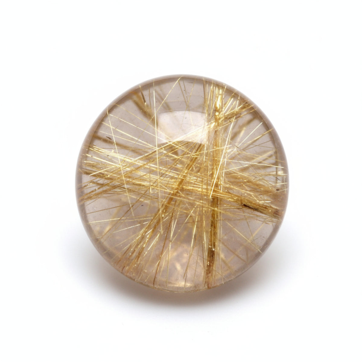 Golden Rutile 1PC Small 7x7 MM Round Cabochon Yellow Shine semi Precious Loose Gemstones