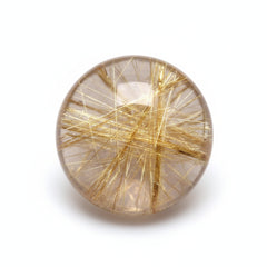 Golden Rutile 1PC Small 7x7 MM Round Cabochon Yellow Shine semi Precious Loose Gemstones