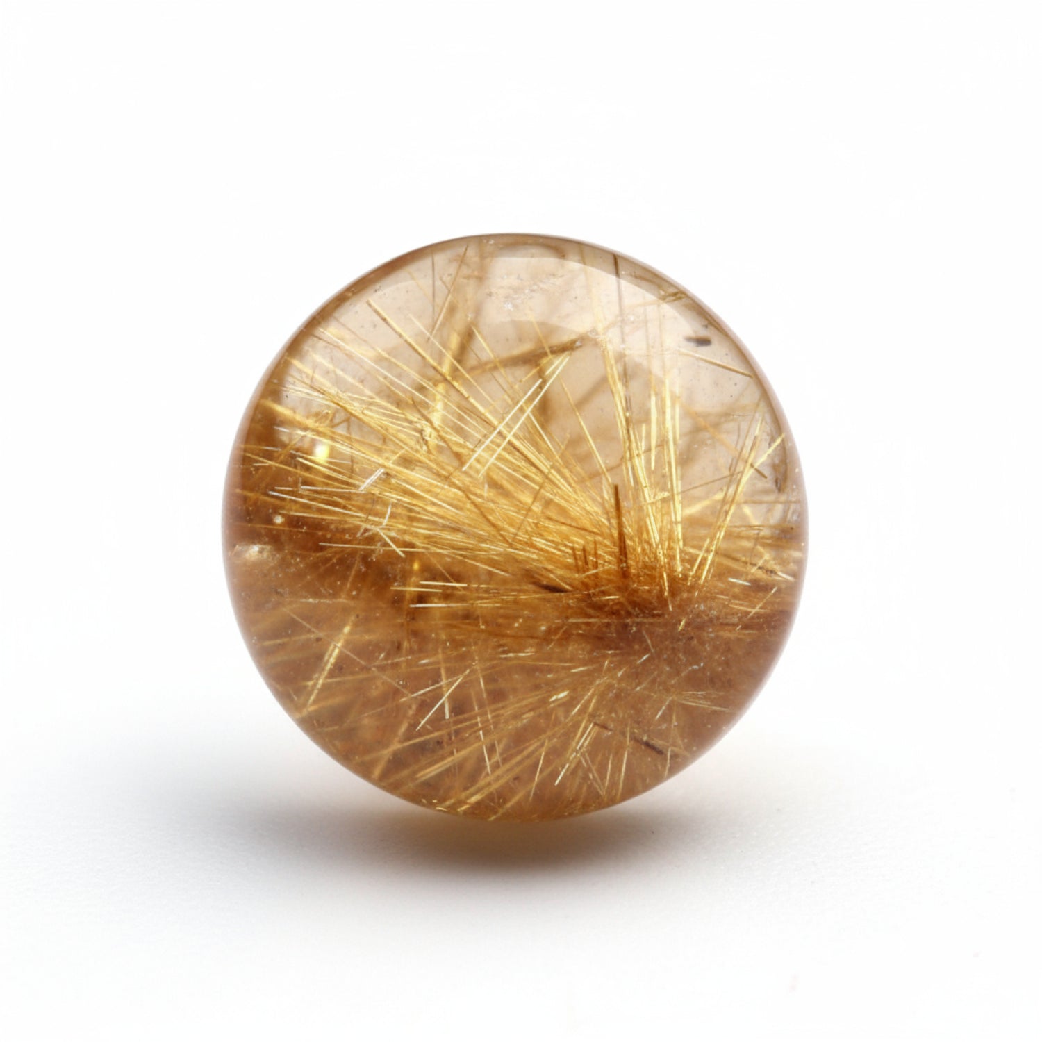 Golden Rutile 1PC Small 7x7 MM Round Cabochon Yellow Shine semi Precious Loose Gemstones