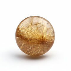 Golden Rutile 1PC Small 7x7 MM Round Cabochon Yellow Shine semi Precious Loose Gemstones