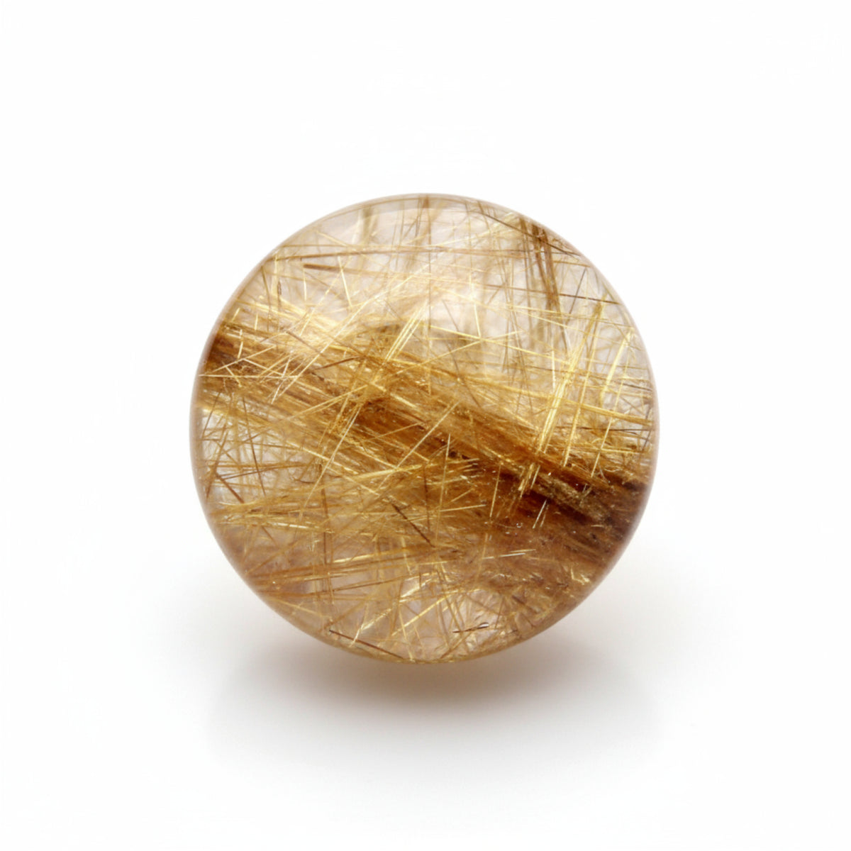 Golden Rutile 1PC Small 8x8 MM Round Cabochon Yellow Fine semi Precious Semi Precious Gemstone