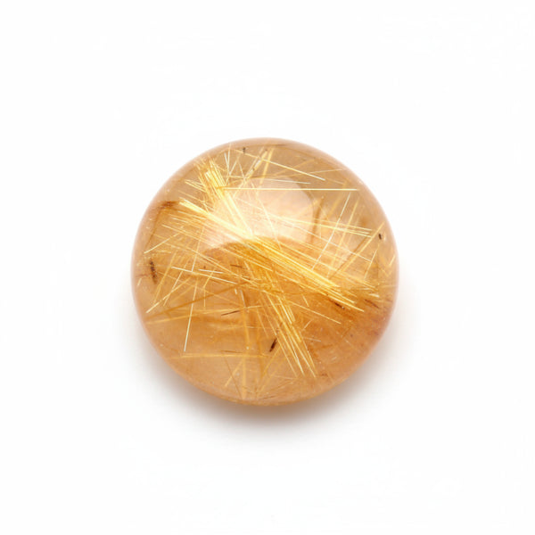 Golden Rutile 1PC Small 8x8 MM Round Cabochon Yellow Fine semi Precious Semi Precious Gemstone