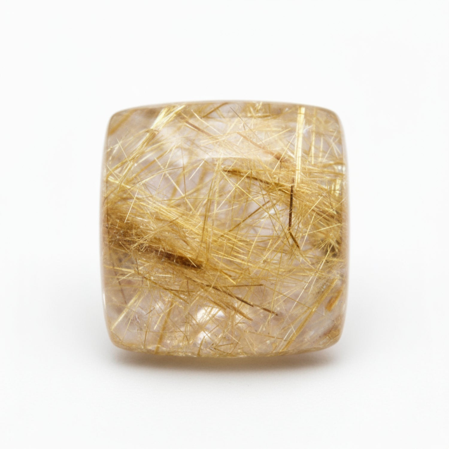 Golden Rutile 1PC Large 11x11 MM Square Cabochon Yellow Pure semi Precious Precious Gemstone