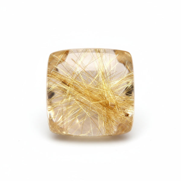 Golden Rutile 1PC Tiny 6x6 MM Square Cabochon Yellow Fine semi Precious Gems