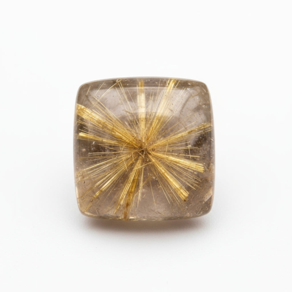 Golden Rutile 1PC Tiny 6x6 MM Square Cabochon Yellow Fine semi Precious Gems