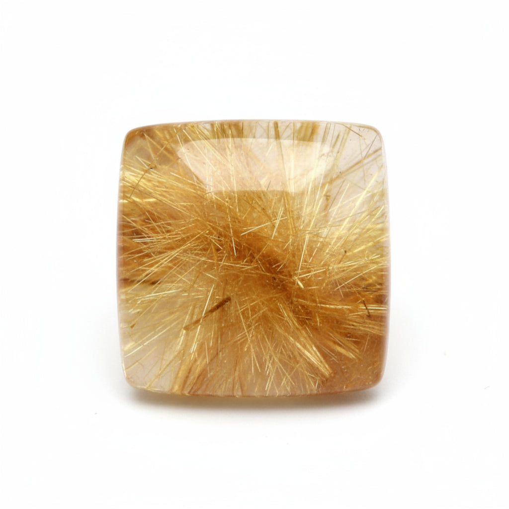 Golden Rutile 1PC Small 7x7 MM Square Cabochon Yellow High-Quality semi Precious Loose Gems