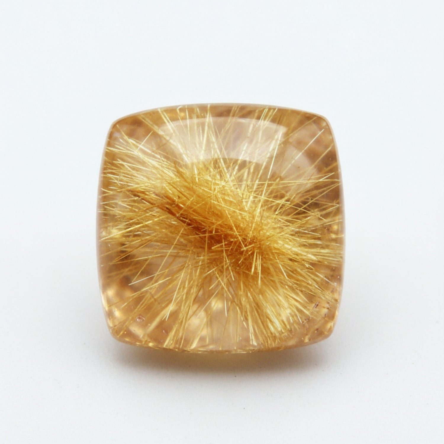 Golden Rutile 1PC Small 7x7 MM Square Cabochon Yellow High-Quality semi Precious Loose Gems