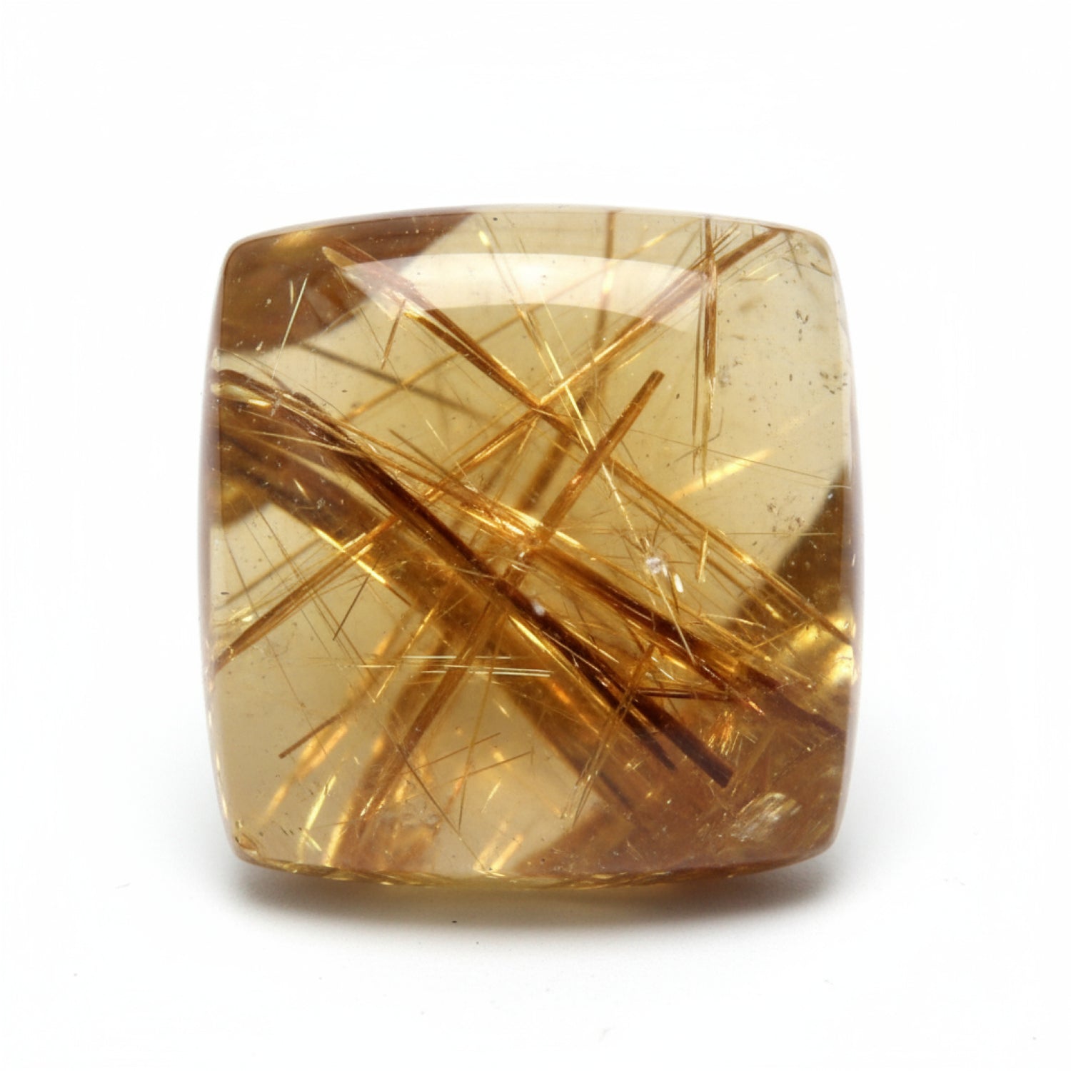 Golden Rutile 1PC Small 8x8 MM Square Cabochon Yellow Natural semi Precious Loose Gemstone