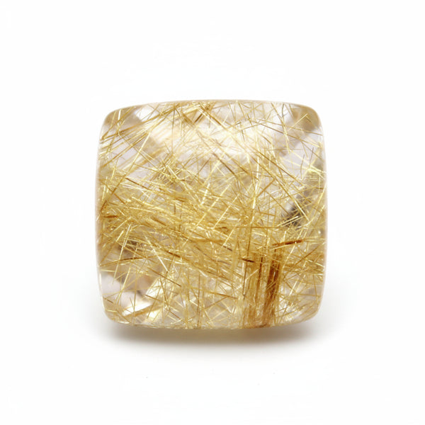 Golden Rutile 1PC Medium 9x9 MM Square Cabochon Yellow Genuine semi Precious Loose Gemstones
