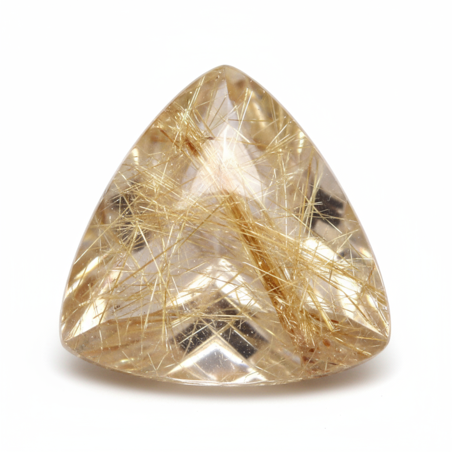 Golden Rutile 1PC Large 10x10 MM Triangle Cabochon Yellow Shine semi Precious Loose Gems Image principale du produit