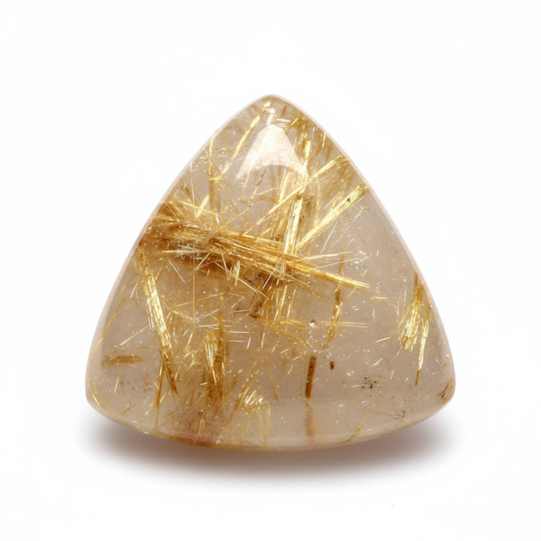 Golden Rutile 1PC Medium 9x9 MM Triangle Cabochon Yellow Lustrous semi Precious Gems