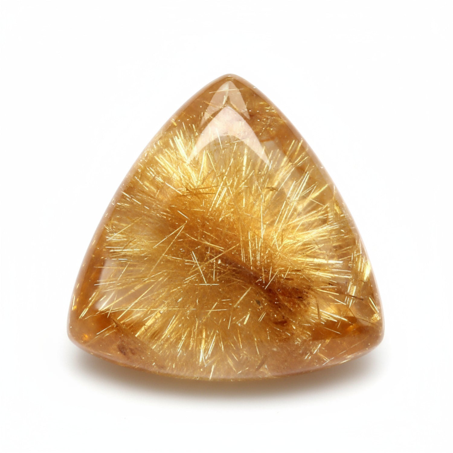 Golden Rutile 1PC Medium 9x9 MM Triangle Cabochon Yellow Lustrous semi Precious Gems