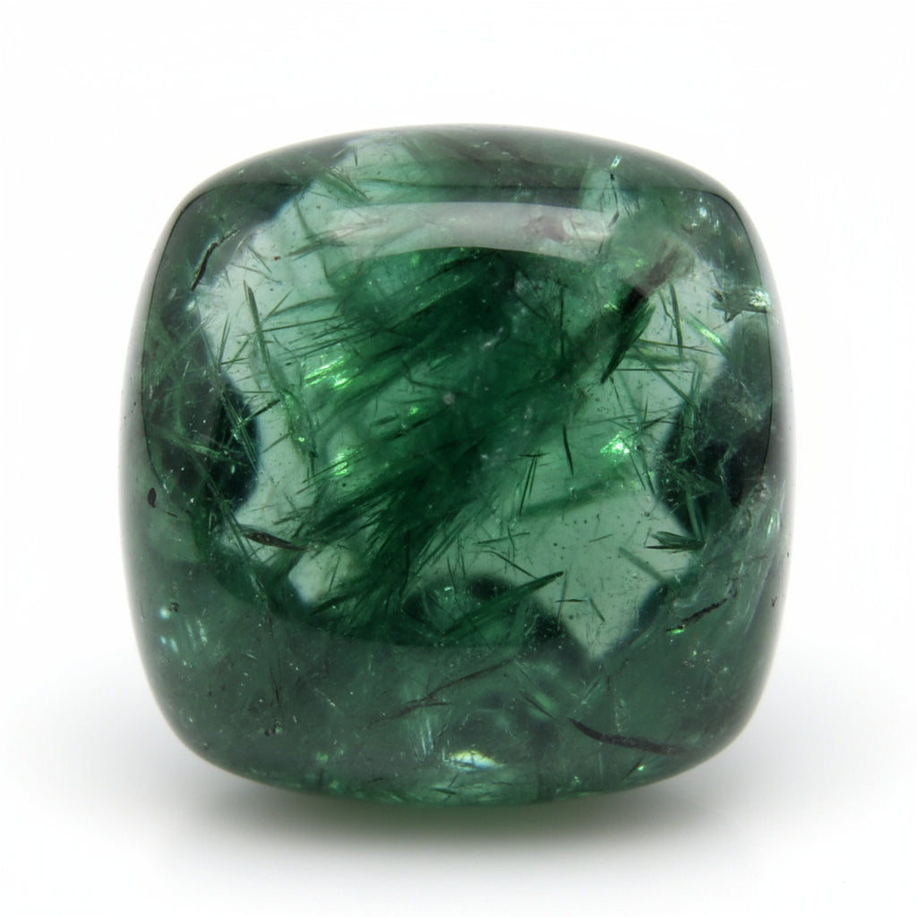 Green Tourmaline 1PC Small 8x8 MM Cushion Cabochon Green Polished semi Precious Loose Gems